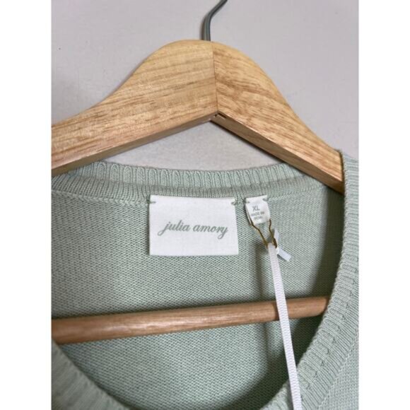 NWT Julia Amory Falmouth Cotton Knit Cotton Crewneck Sweater Icy Mint Size: XL - Picture 5 of 8